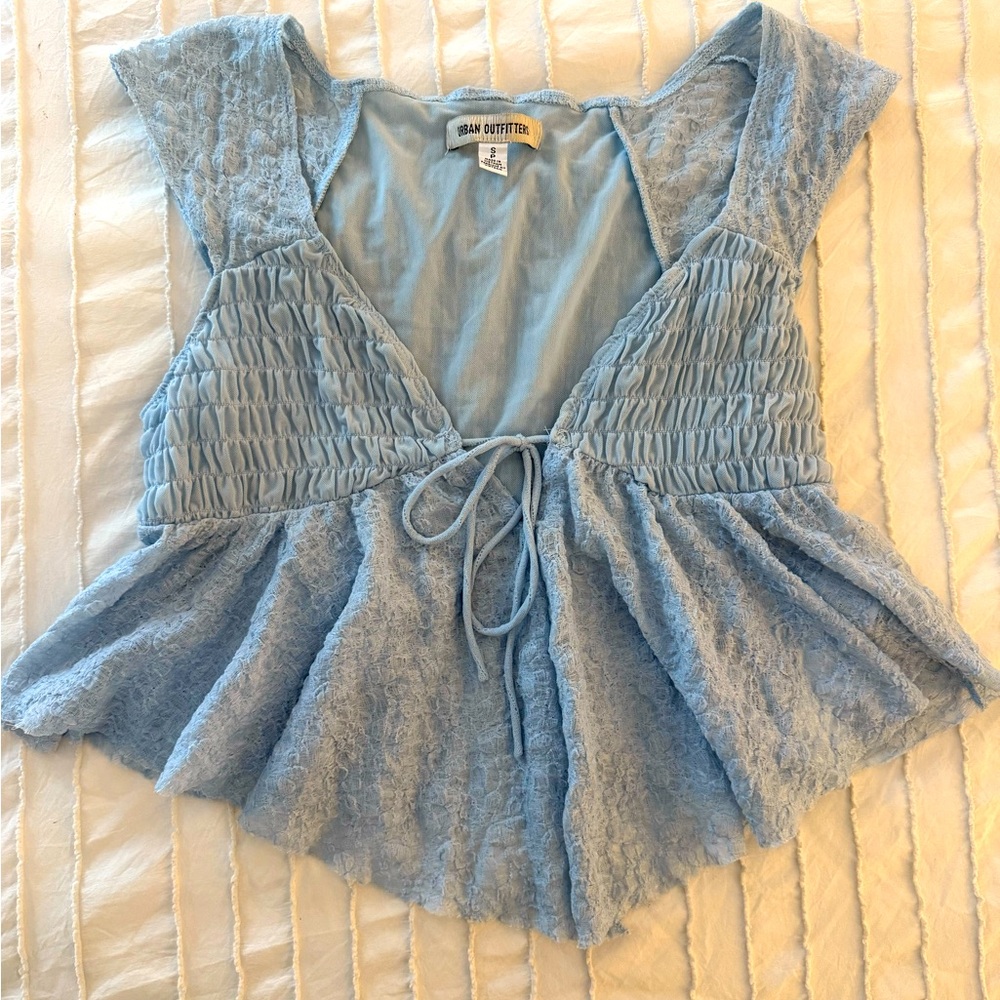 Urban Outfitters Light Blue Lace Blouse